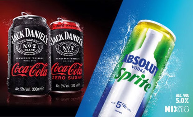 Jack Daniel’s & Coca-Cola (zero sugar) en Absolut Vodka & Sprite