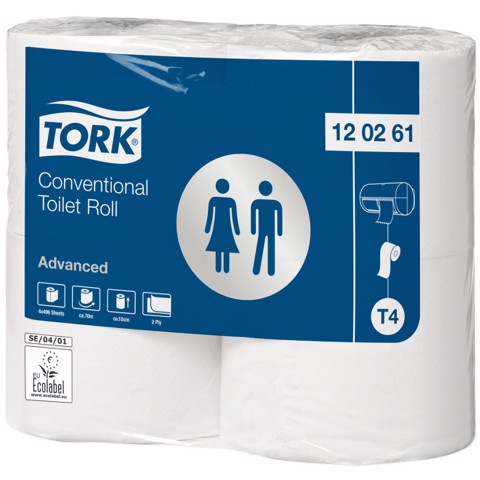 Tork T4 Tradit Toiletpapier 2-l Wit 496 v pak 24st